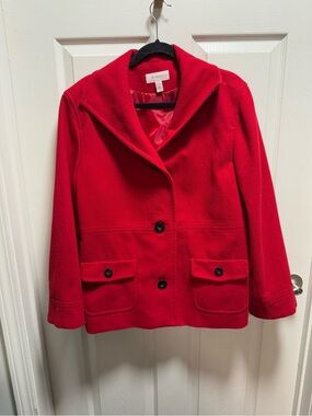 JM Collection Red Shawl-Collar Button Pea Coat size XL